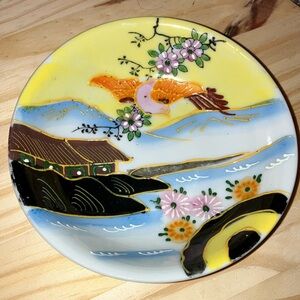 Japanese Moriage Dish Intricate Raised Enamel Decoration Made In Japan 5”